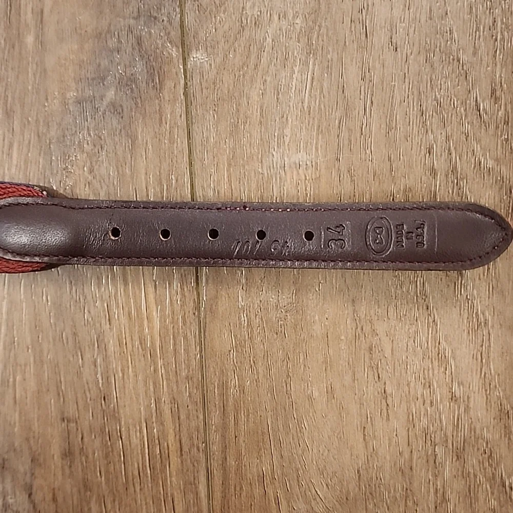 Vintage Trafalgar Belt Ribbon Ducks Mallards Leather Accents Brass Men's size 34